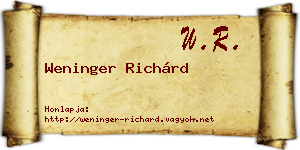 Weninger Richárd névjegykártya